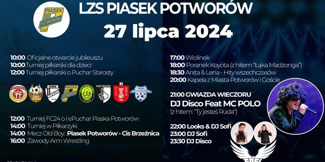 Zapraszamy na Obchody 25-lecia reaktywacji LZS „Piasek” Potworów