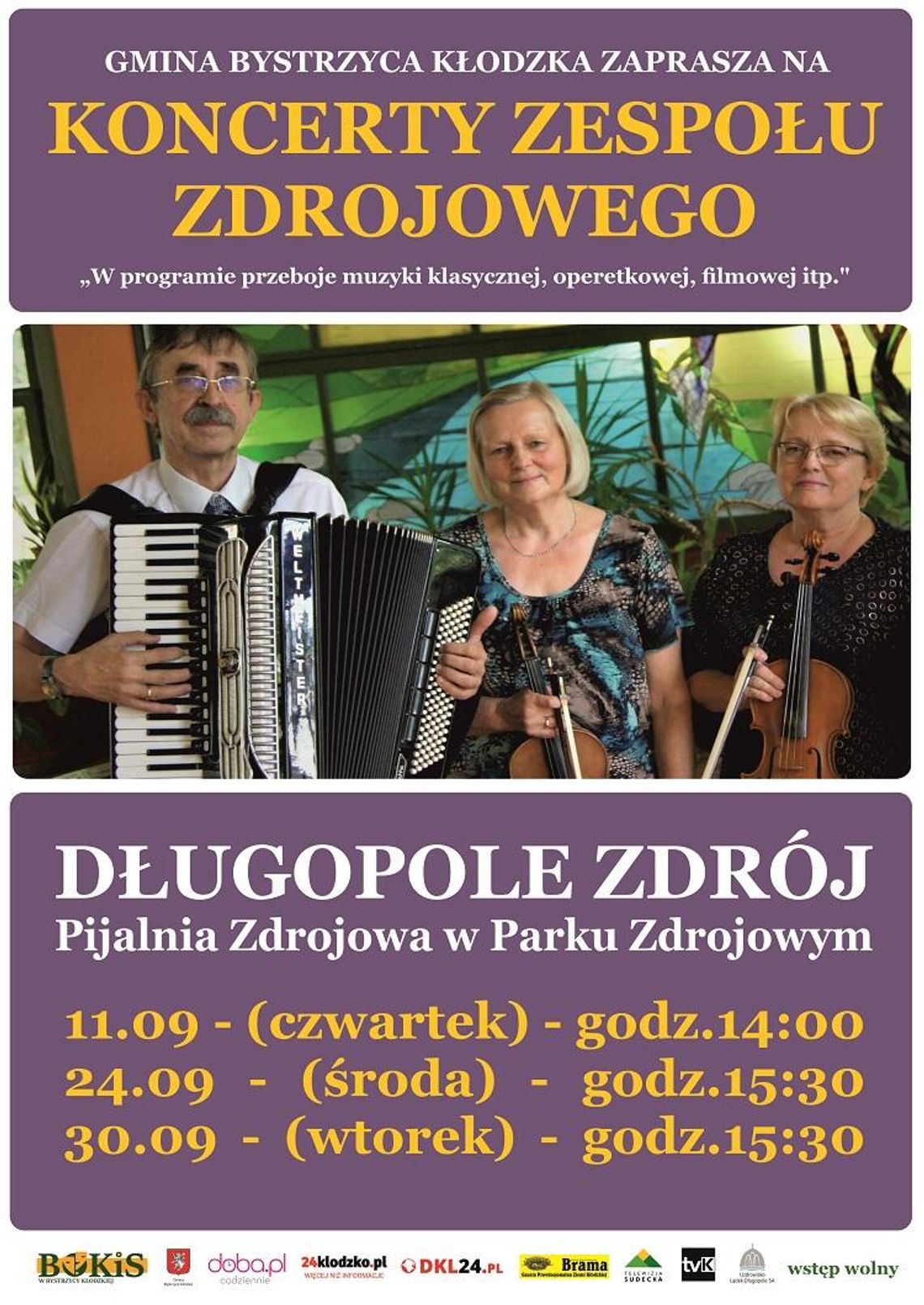 Zespół Zdrojowy powraca – wrześniowe koncerty w sercu Długopola-Zdroju!