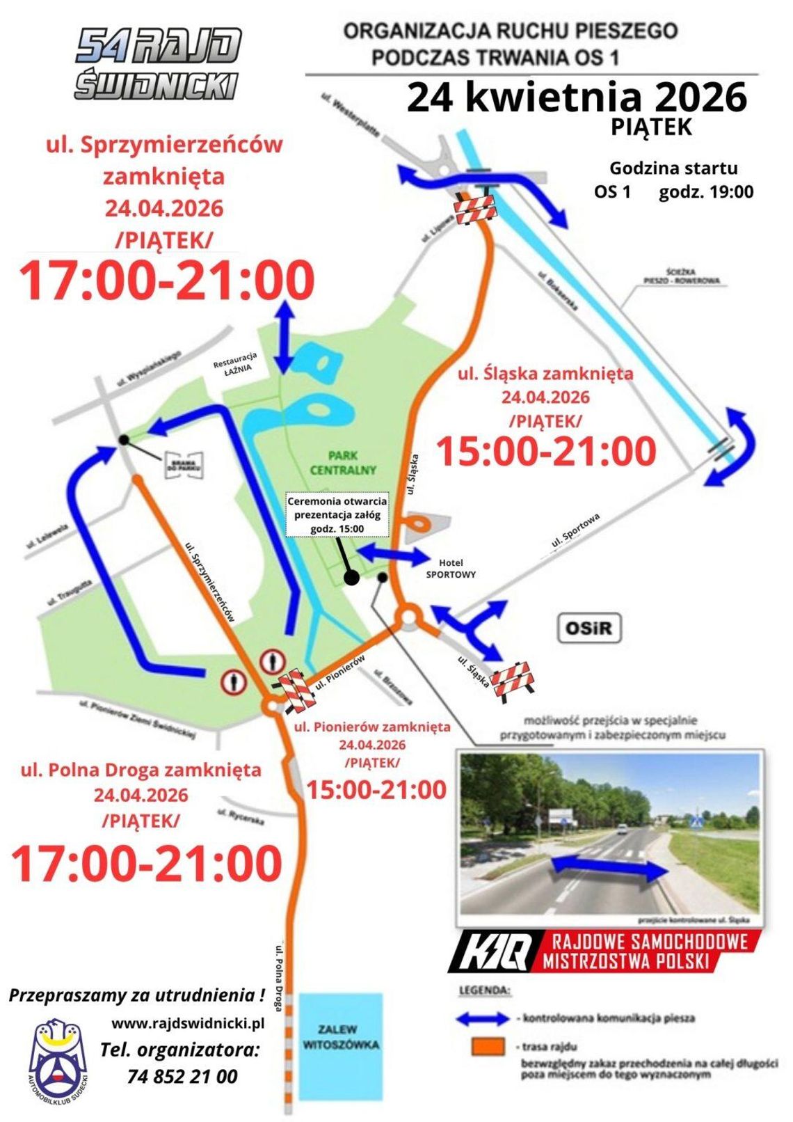 Zmiany w komunikacji miejskiej i czasowe zamknięcia dróg  podczas 54. Rajdu Świdnickiego (24–25 kwietnia 2026 r.)
