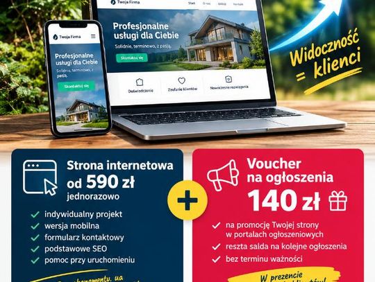 Strona firmowa z planem na to, jak dotrze do klientów + 140 zł na ogłoszenia