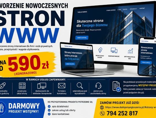 STRONA WWW DLA FIRMY - NOWOCZESNIE I CZYTELNIE - BEZ PRZEPŁACANIA