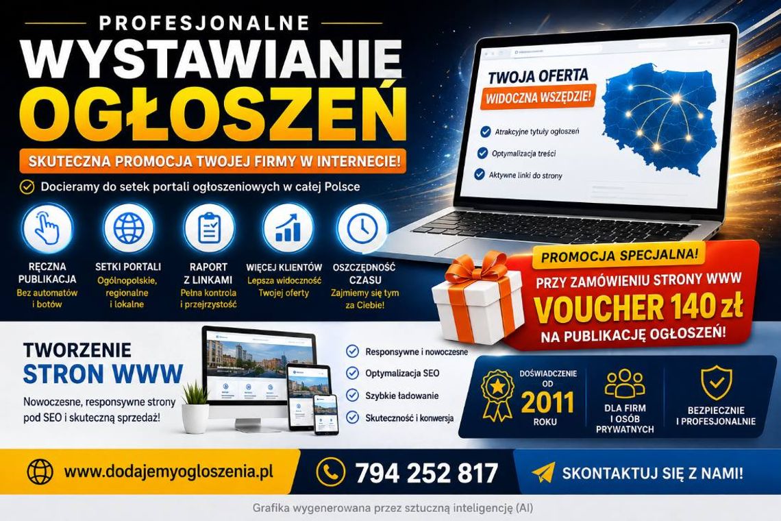 Kompleksowa obsługa publikacji ogłoszeń + Tanie strony Internetowe
