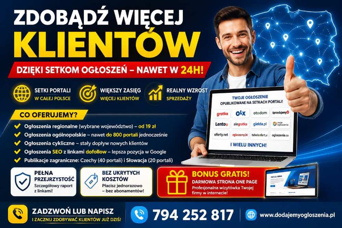 Opublikujemy Twoje ogłoszenie na setkach portali | Dodawanie ogłoszeń Opublikujemy Twoje ogłoszenie na setkach portali | Dodawanie ogłoszeń