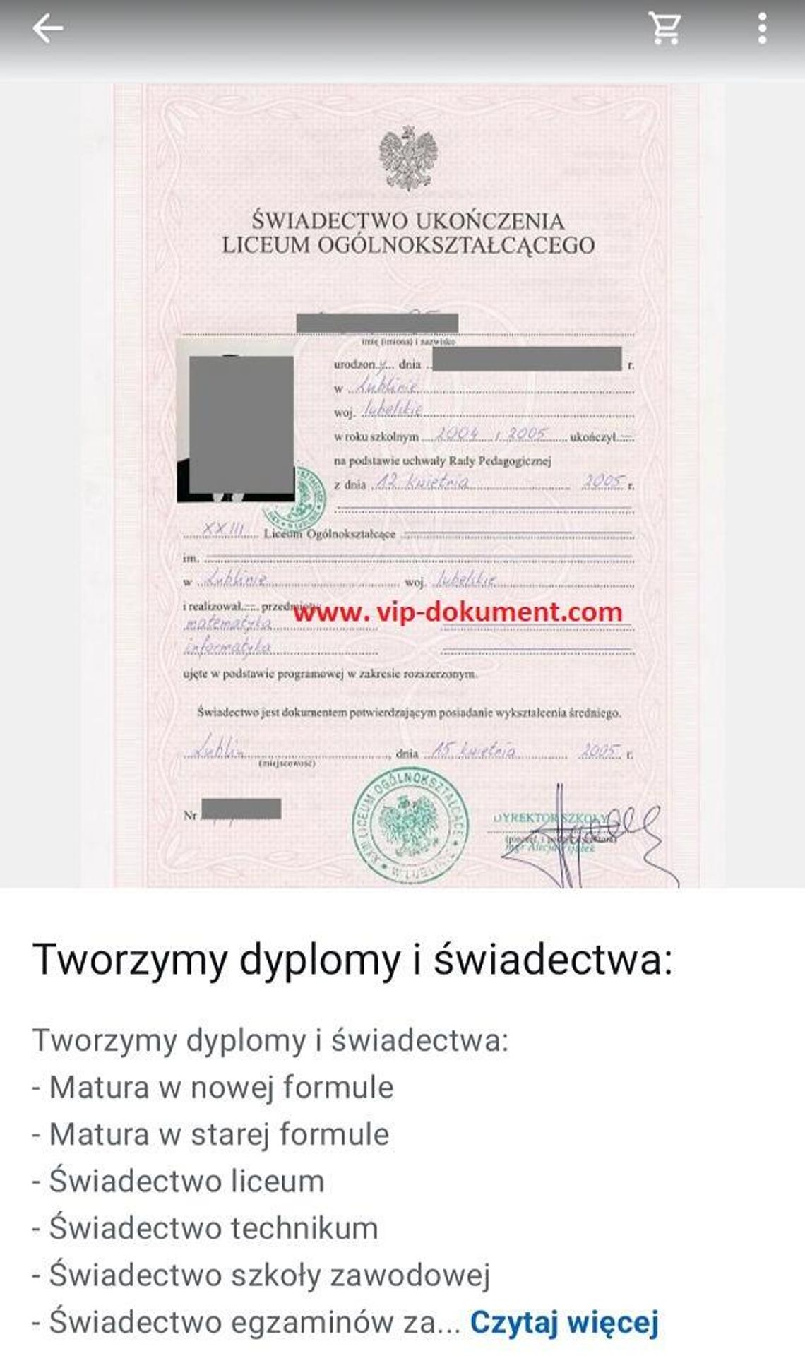 Tu kupisz średnie, mature, dyplom uczelni