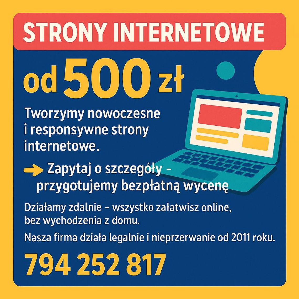 Twoja strona firmowa od 500 zł - pełna obsługa od domeny po publikację! Gotowa nawet w kilka dni!