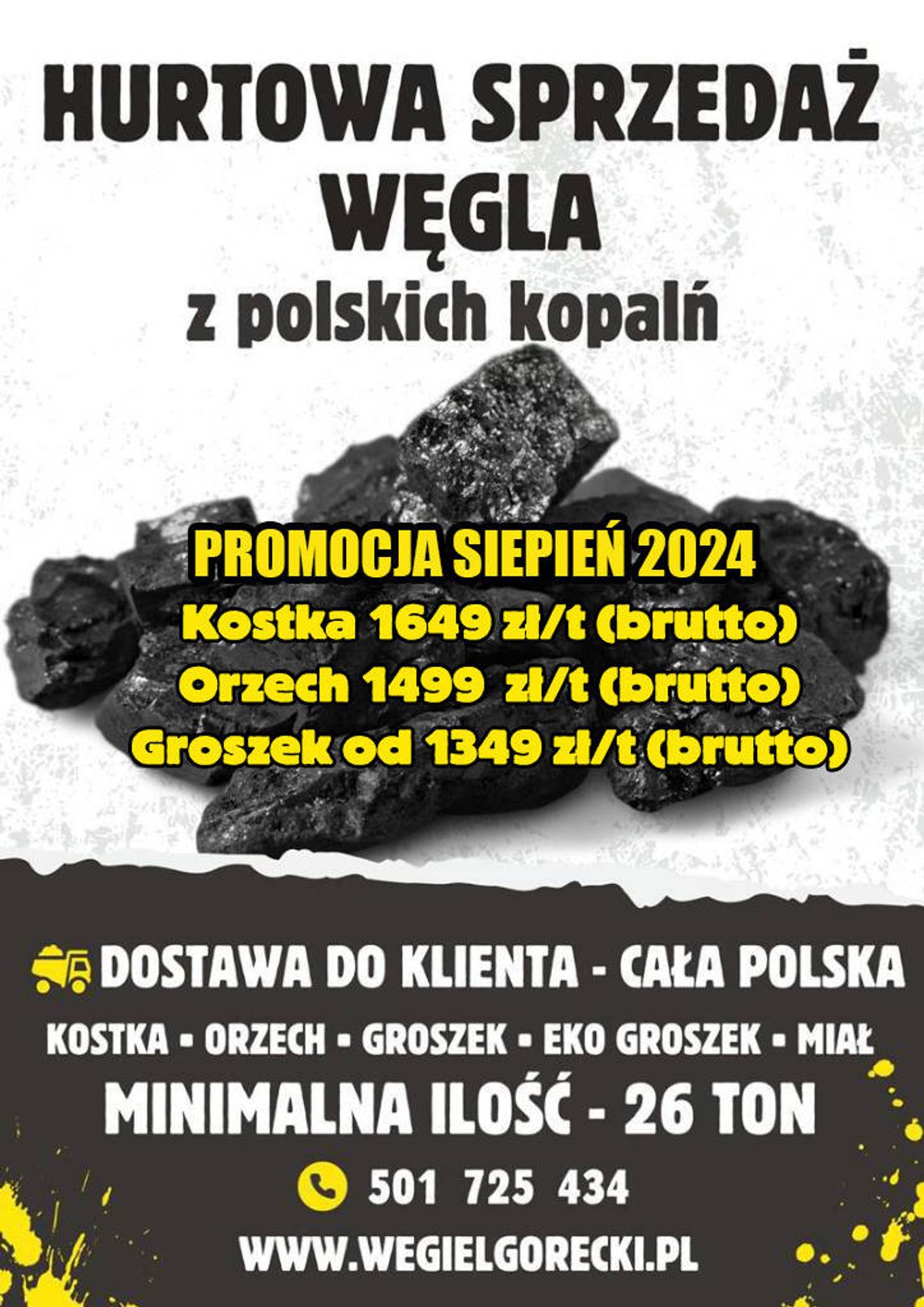 Węgiel hurtowy z Polski - Sierpniowa promocja 2024